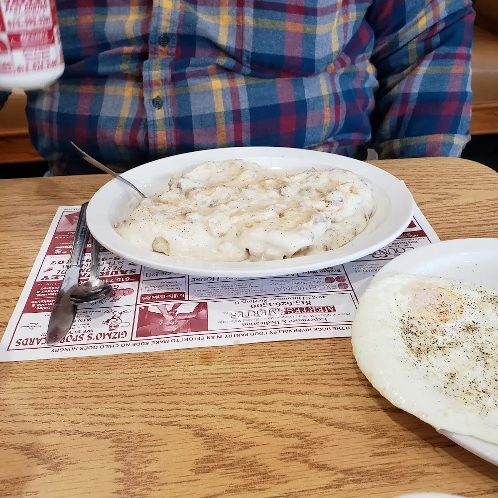 Biscuit & Sausage Gray with a Side of Two Eggs & Toast